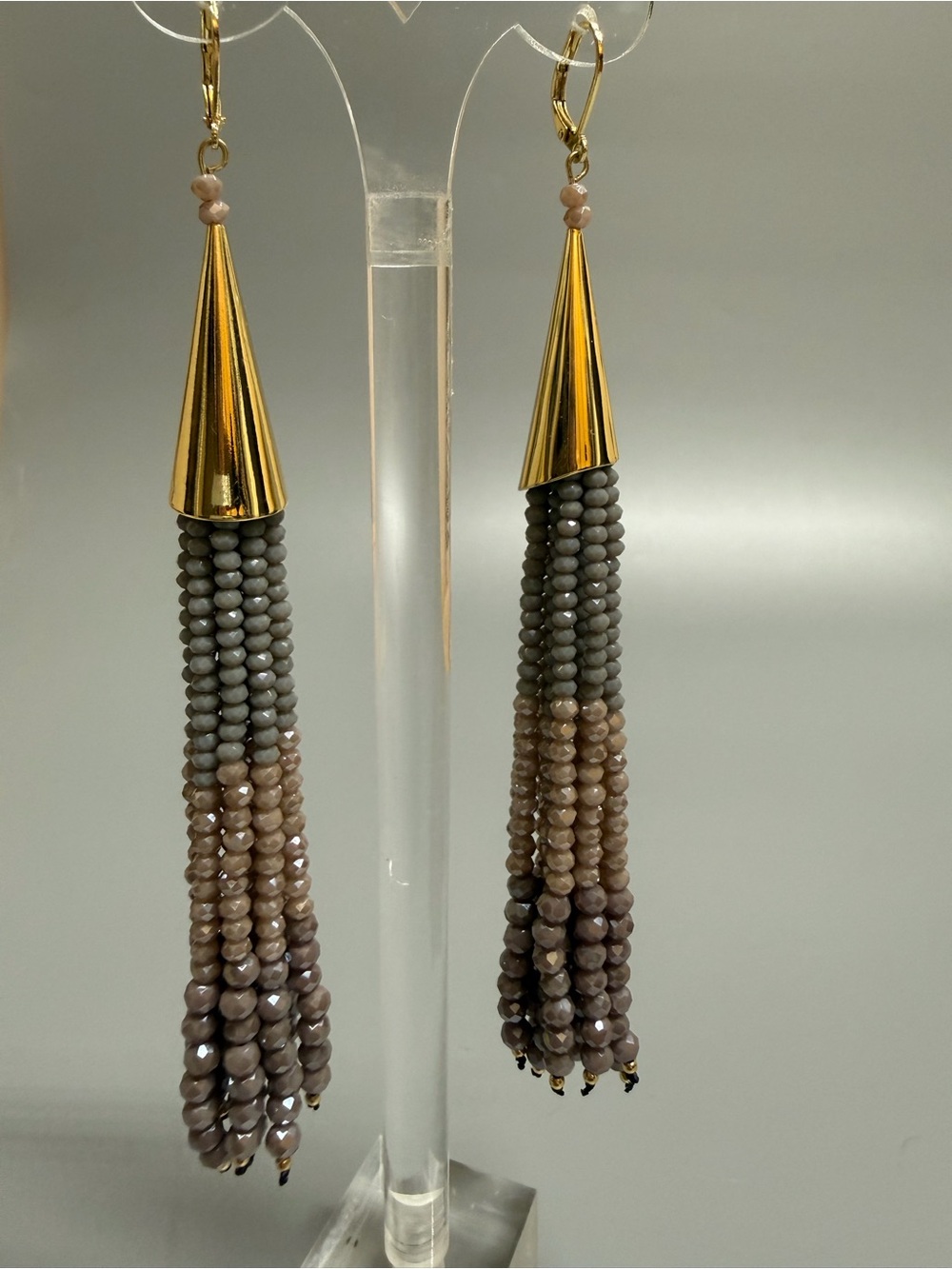 NEW Sparkling Glass Beaded Cascade Tassel Earrings Anthropologie